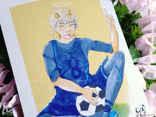 Futbolista gracioso demonio - Print