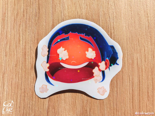 Zoey Funny Red Popcorn Face Meme Sticker - Zoey kpop demon hunters huntrix - Premium Waterproof Stars Sticker - Best Huntrx Gifs