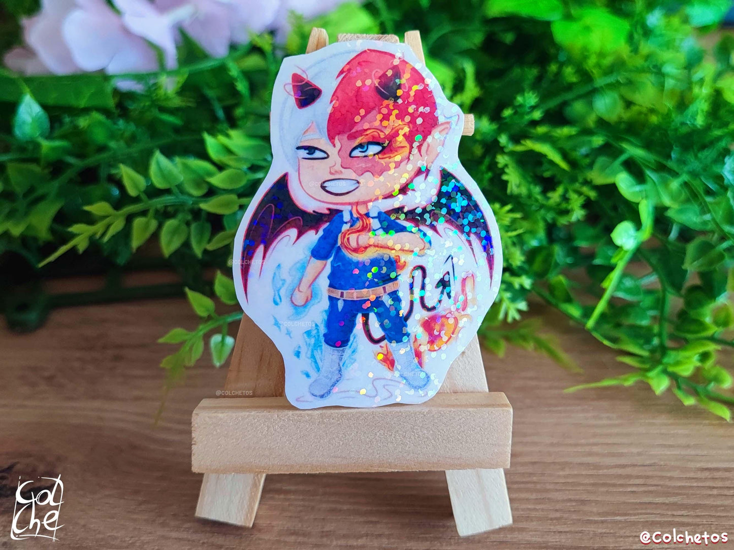 Chibi Demon Heroe Fuego & Hielo - Sticker