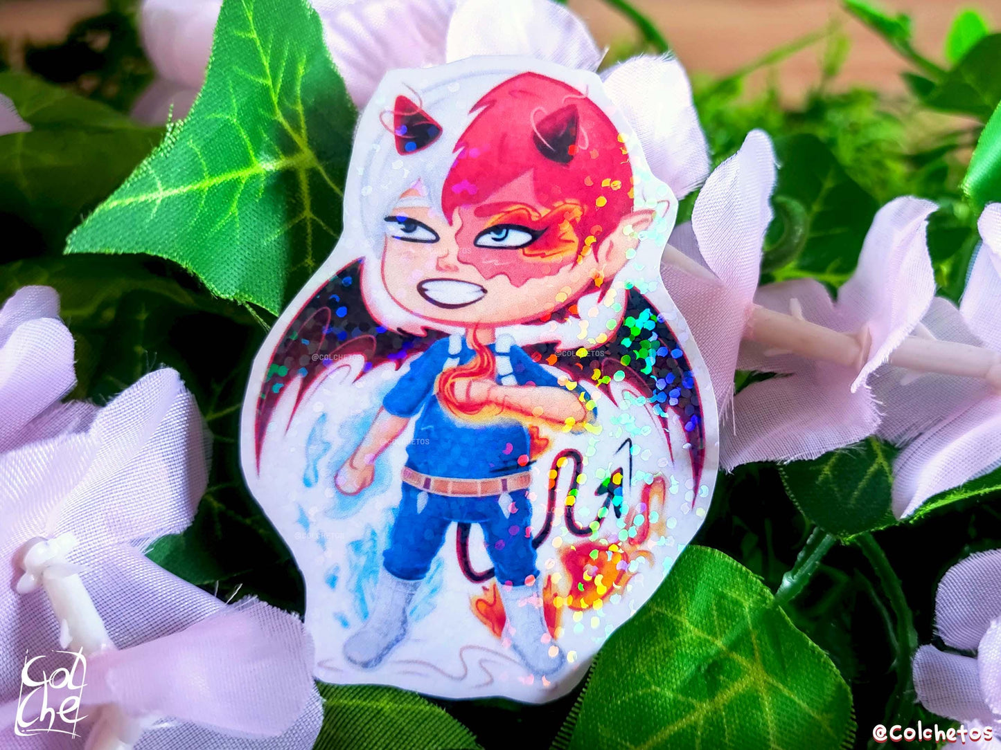 Chibi Demon Heroe Fuego & Hielo - Sticker