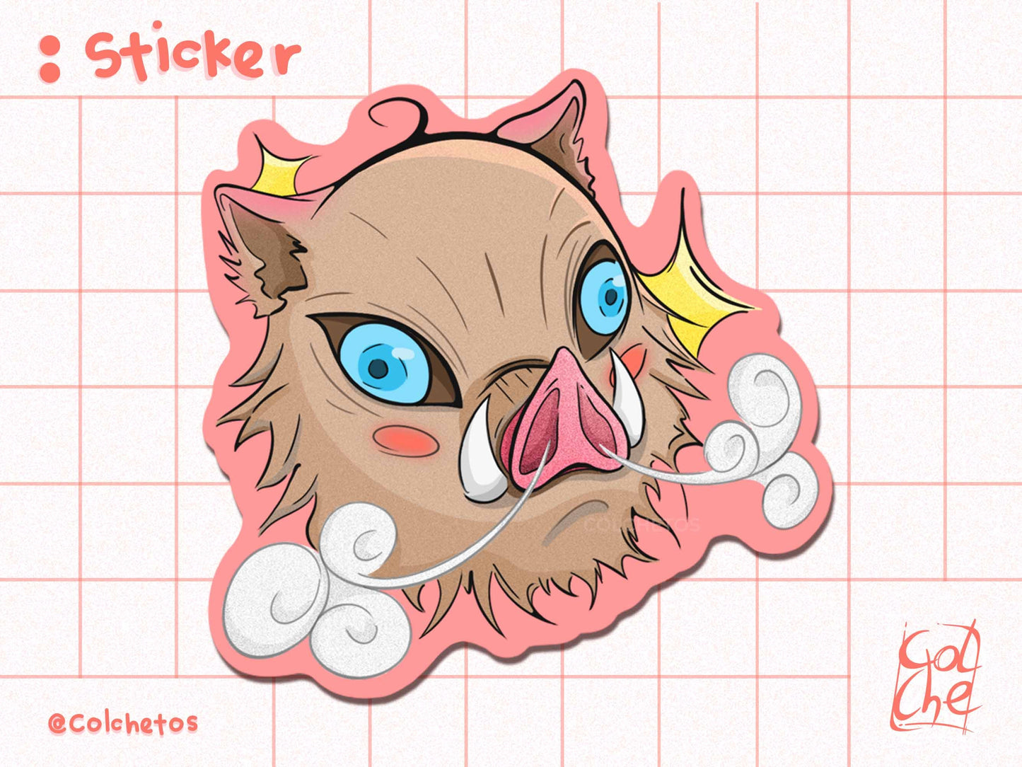 Cabeza de cerdo enfadado cute - Sticker