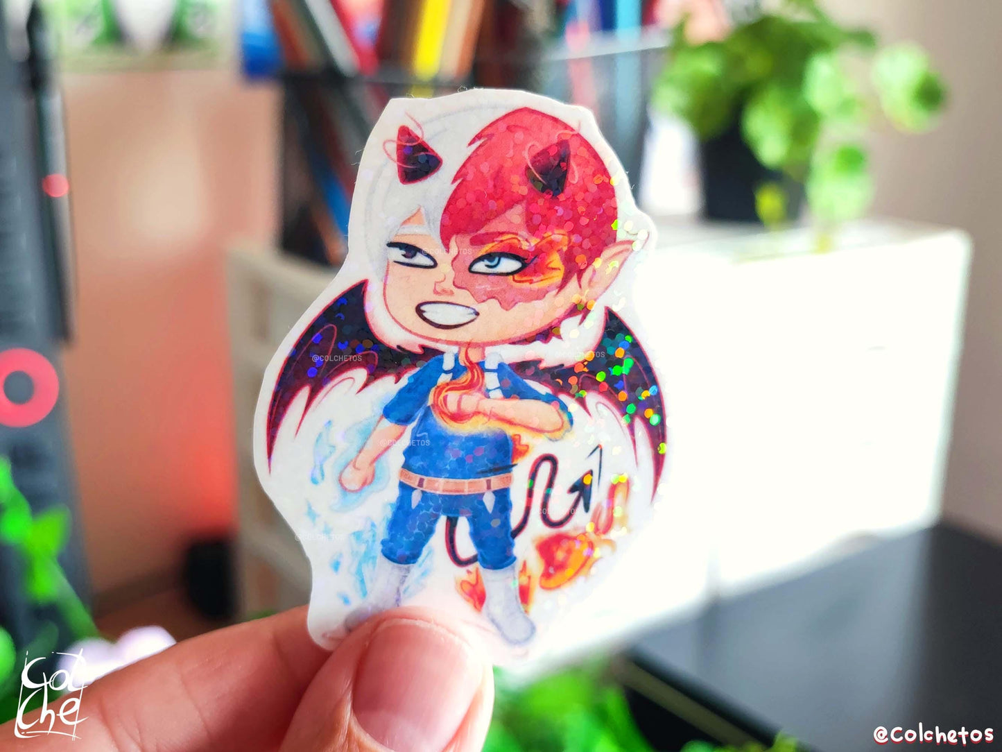 Chibi Demon Heroe Fuego & Hielo - Sticker