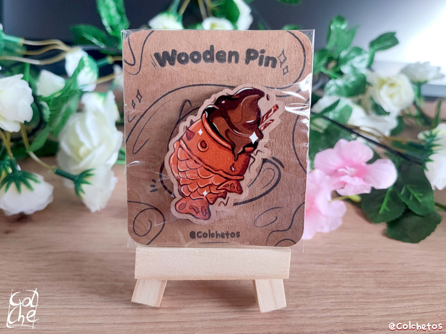 Taiyaki Helado Chocolate - Pin de Madera