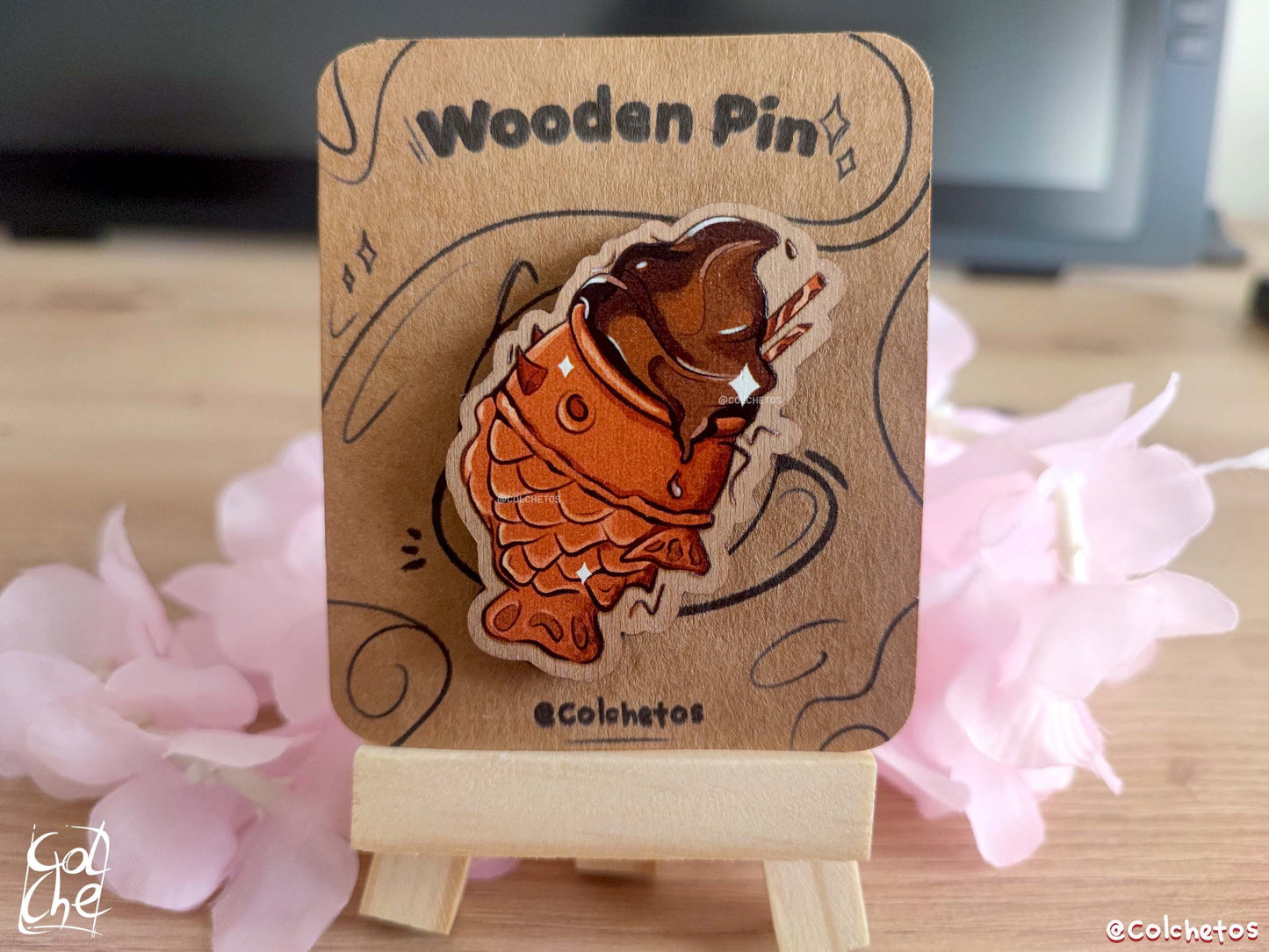 Taiyaki Helado Chocolate - Pin de Madera