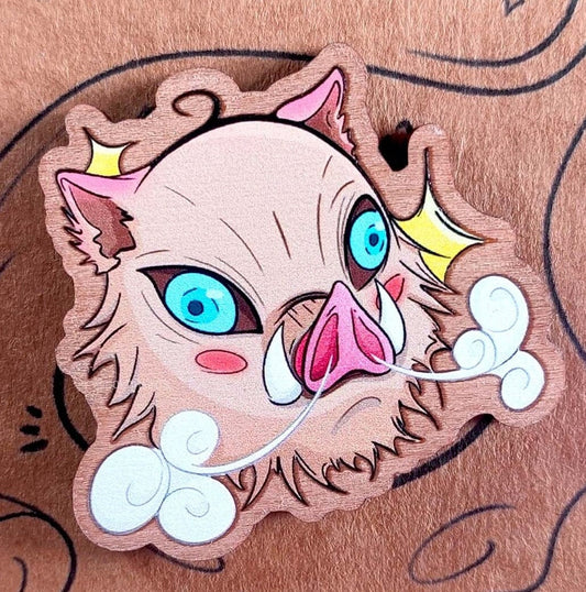 Cabeza de cerdo enfadado cute - Pin Madera