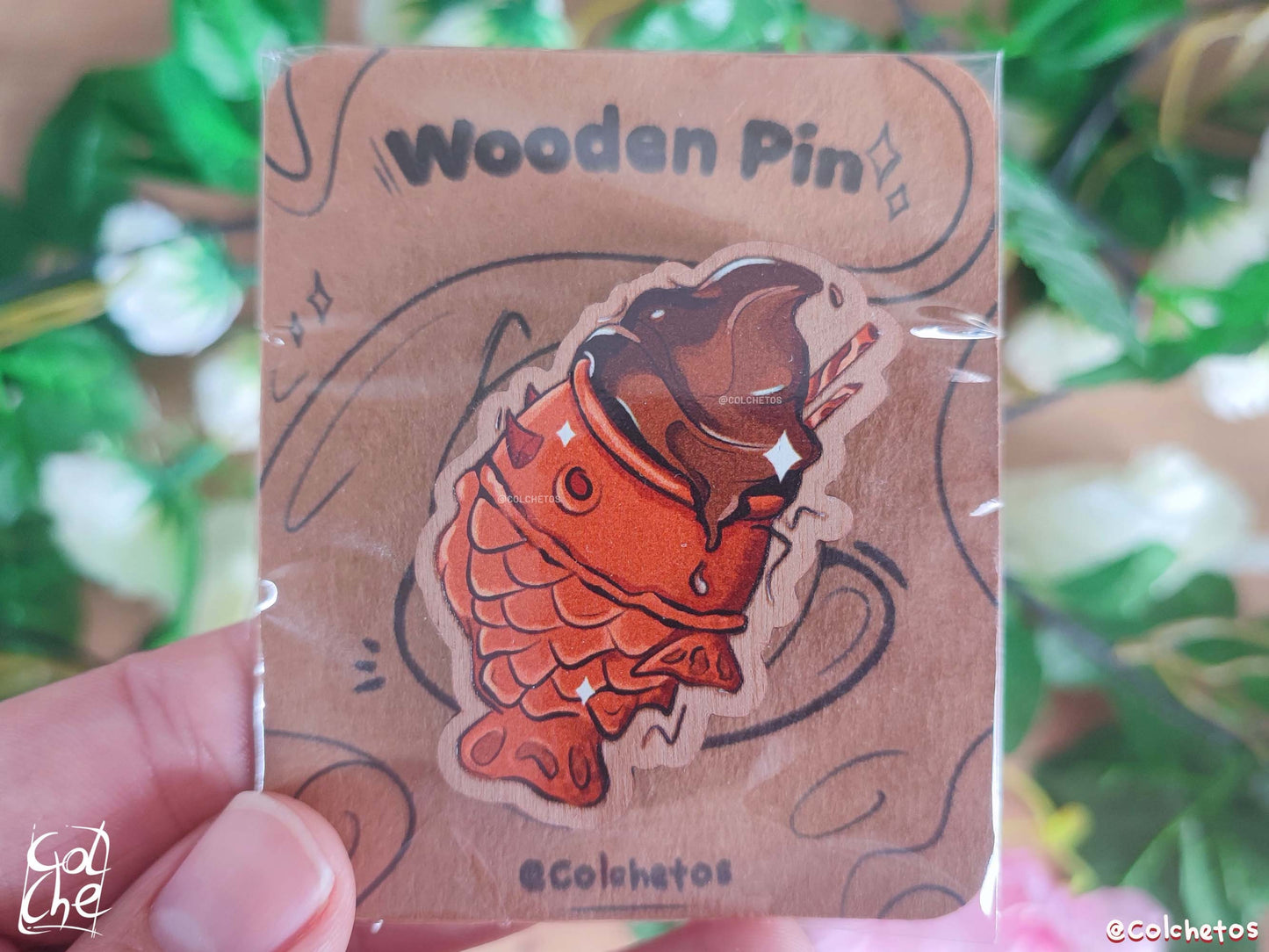 Taiyaki Helado Chocolate - Pin de Madera