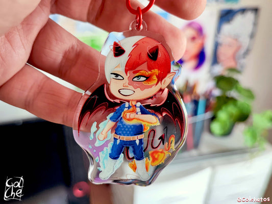 Chibi Demon Heroe Fuego & Hielo - Keychain