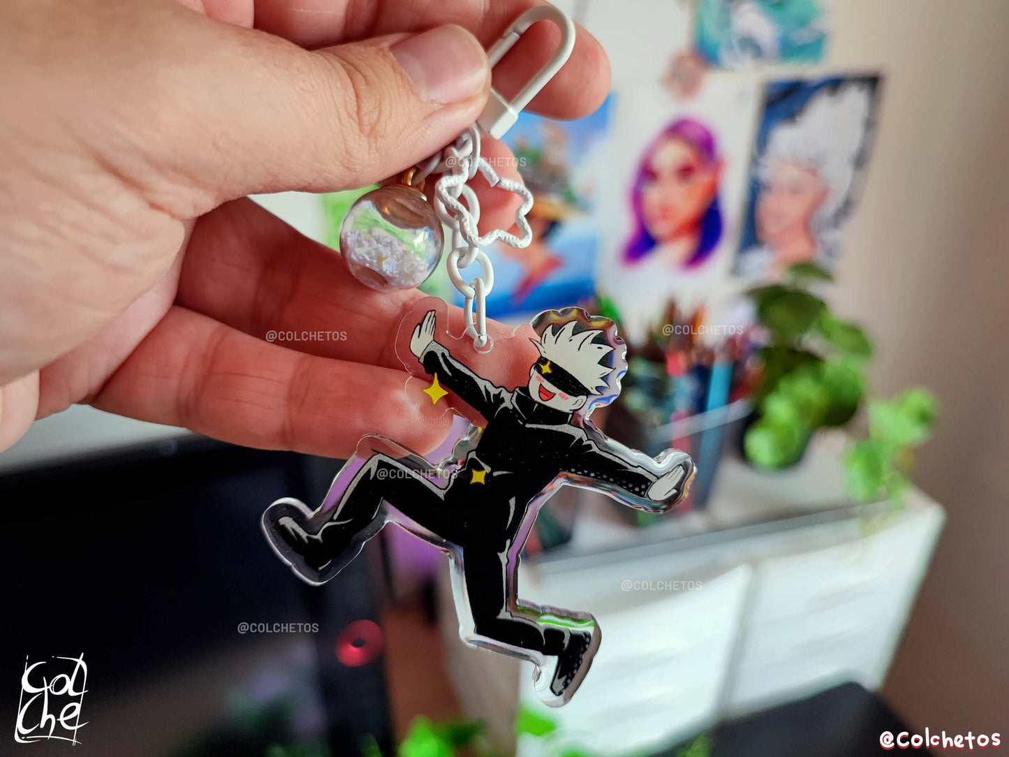 Sensei en campo de flores - Keychain Glitter Ball