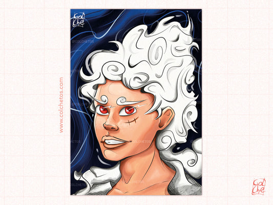 Retrato mono de goma con nubes - Print