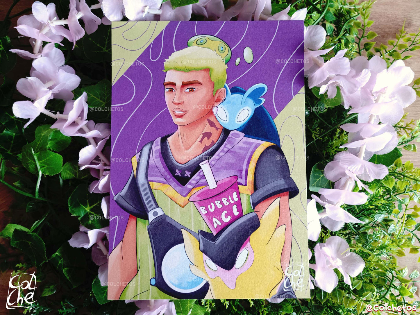 Agente con pelo verde y bichos blanditos - Print