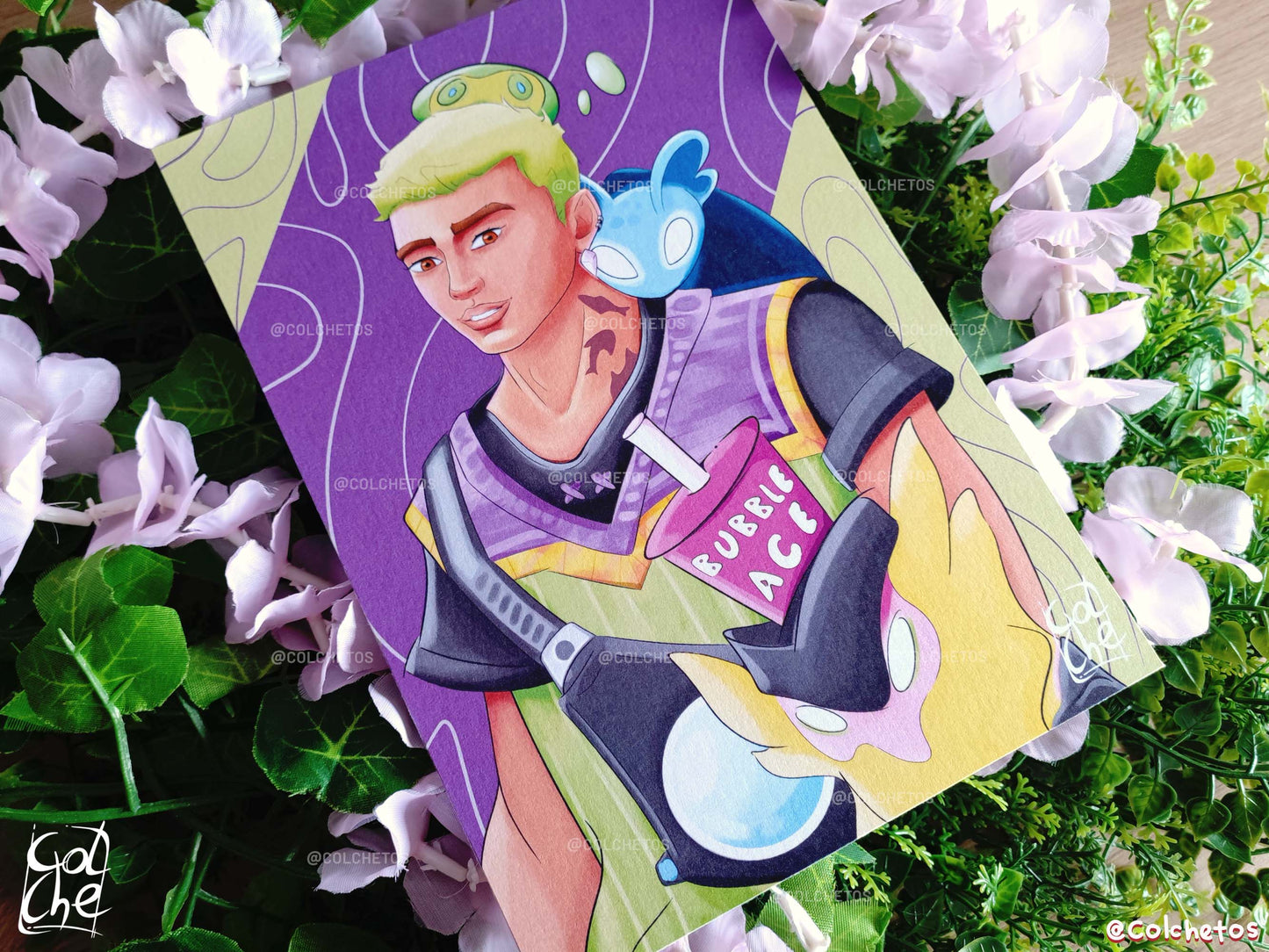 Agente con pelo verde y bichos blanditos - Print