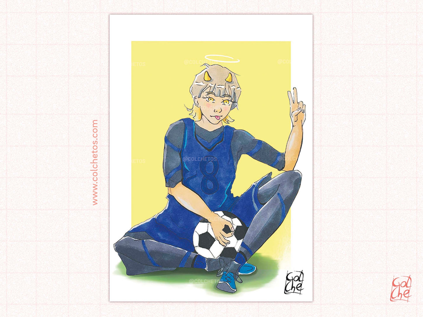 Futbolista gracioso demonio - Print