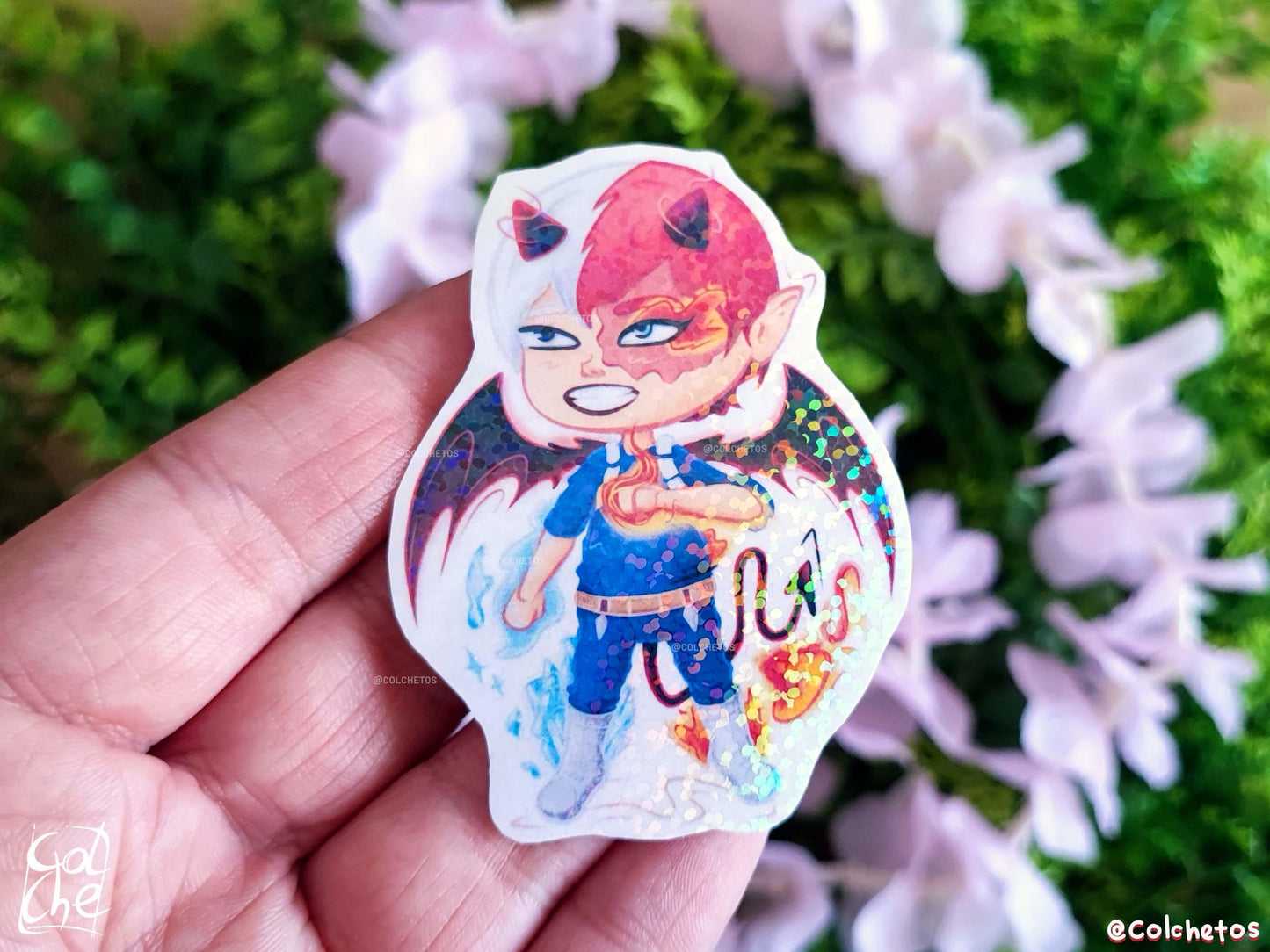 Chibi Demon Heroe Fuego & Hielo - Sticker