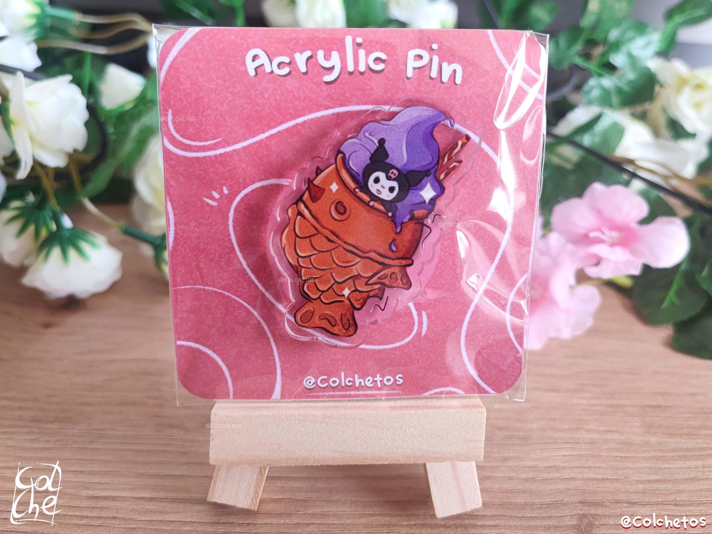 Kuromi Taiyaki Acrylic Pin - Asian Food Cute - Cute Kuromie | Kawaii Kuromie Pin - by Colchetos