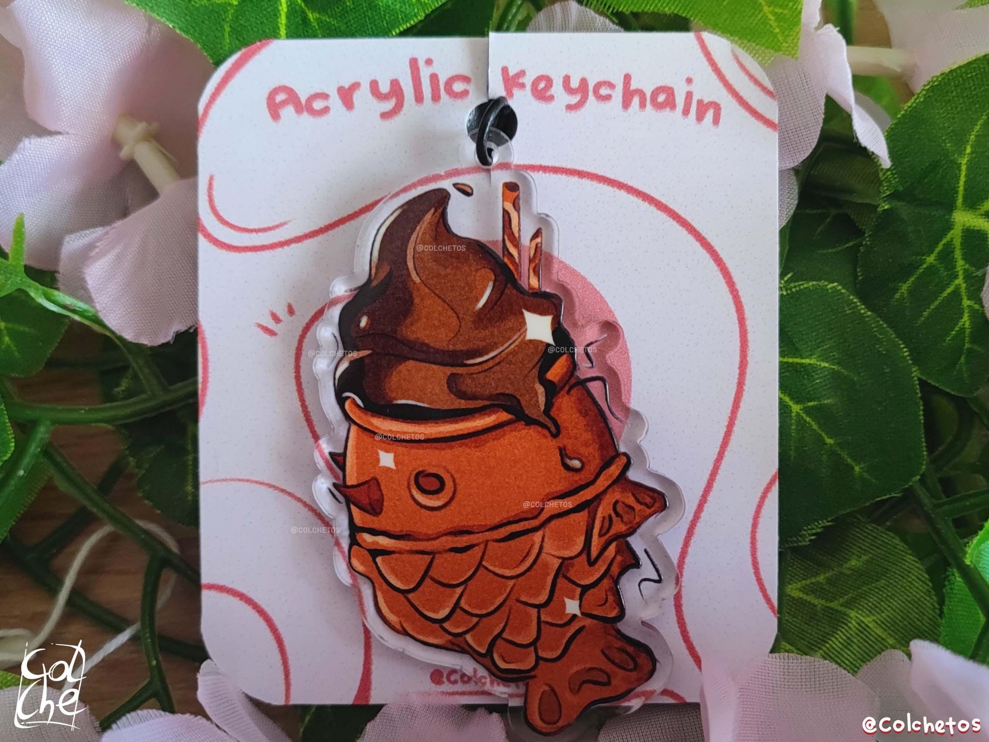 Taiyaki Chocolate Keychain - Asian Food Key Ring - Asian Food Charm - Gift for Asian Culture Lovers - By Colchetos