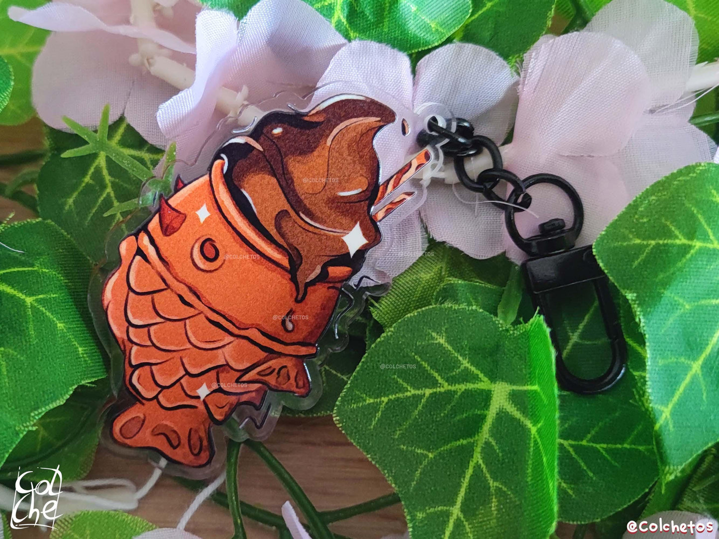 Taiyaki Chocolate Keychain - Asian Food Key Ring - Asian Food Charm - Gift for Asian Culture Lovers - By Colchetos