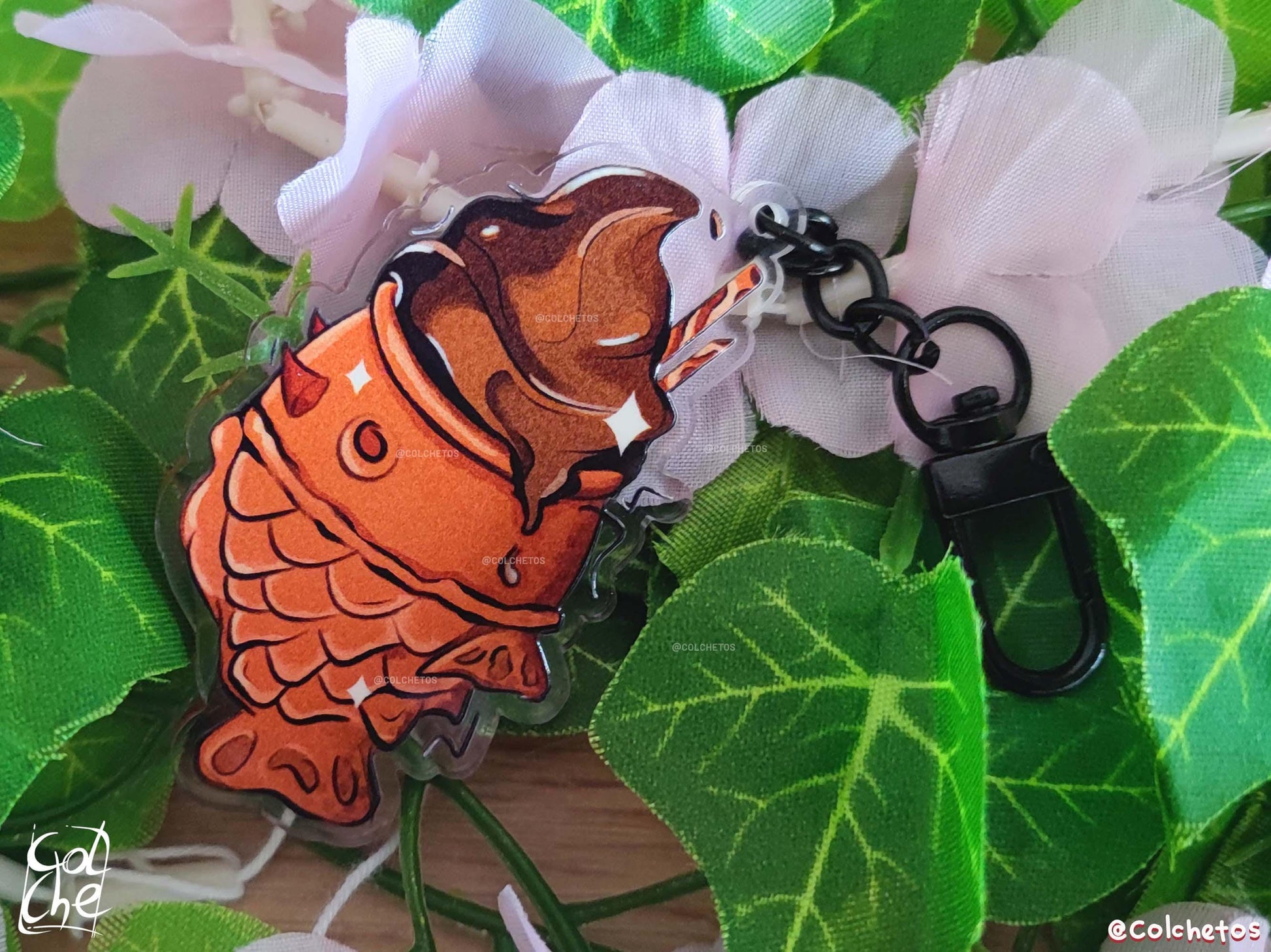 Taiyaki Chocolate Keychain - Asian Food Key Ring - Asian Food Charm - Gift for Asian Culture Lovers - By Colchetos