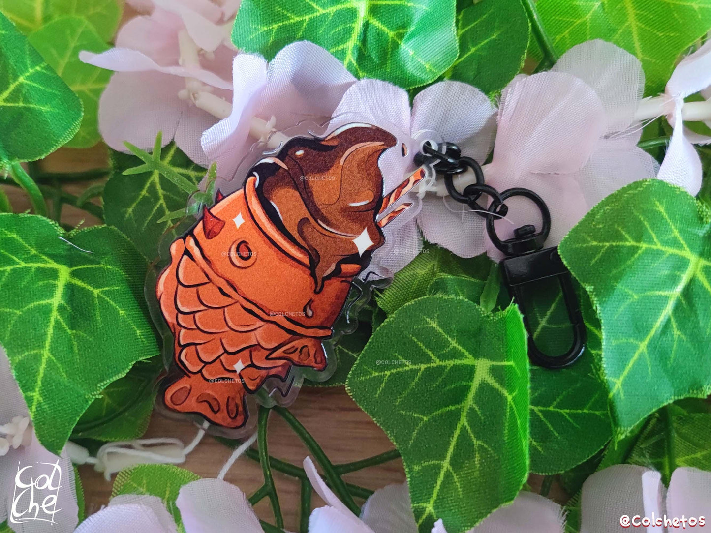 Taiyaki Chocolate Keychain - Asian Food Key Ring - Asian Food Charm - Gift for Asian Culture Lovers - By Colchetos