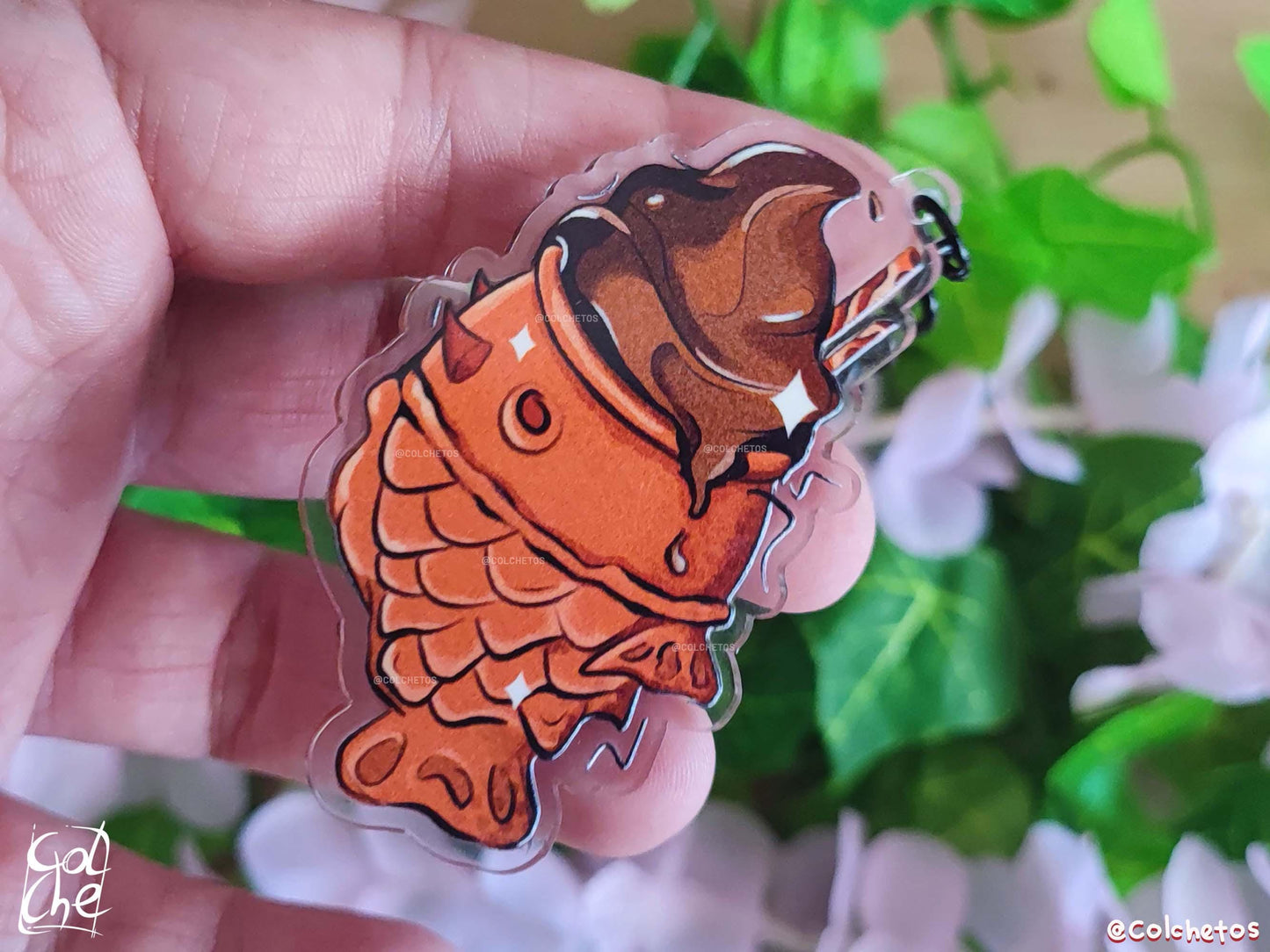 Taiyaki Chocolate Keychain - Asian Food Key Ring - Asian Food Charm - Gift for Asian Culture Lovers - By Colchetos