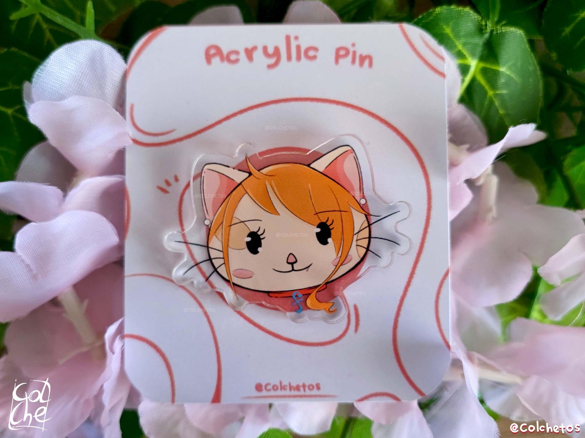 Nami Cat - Acrylic Pin Anime - One Piece - Anime Neko - by Colchetos
