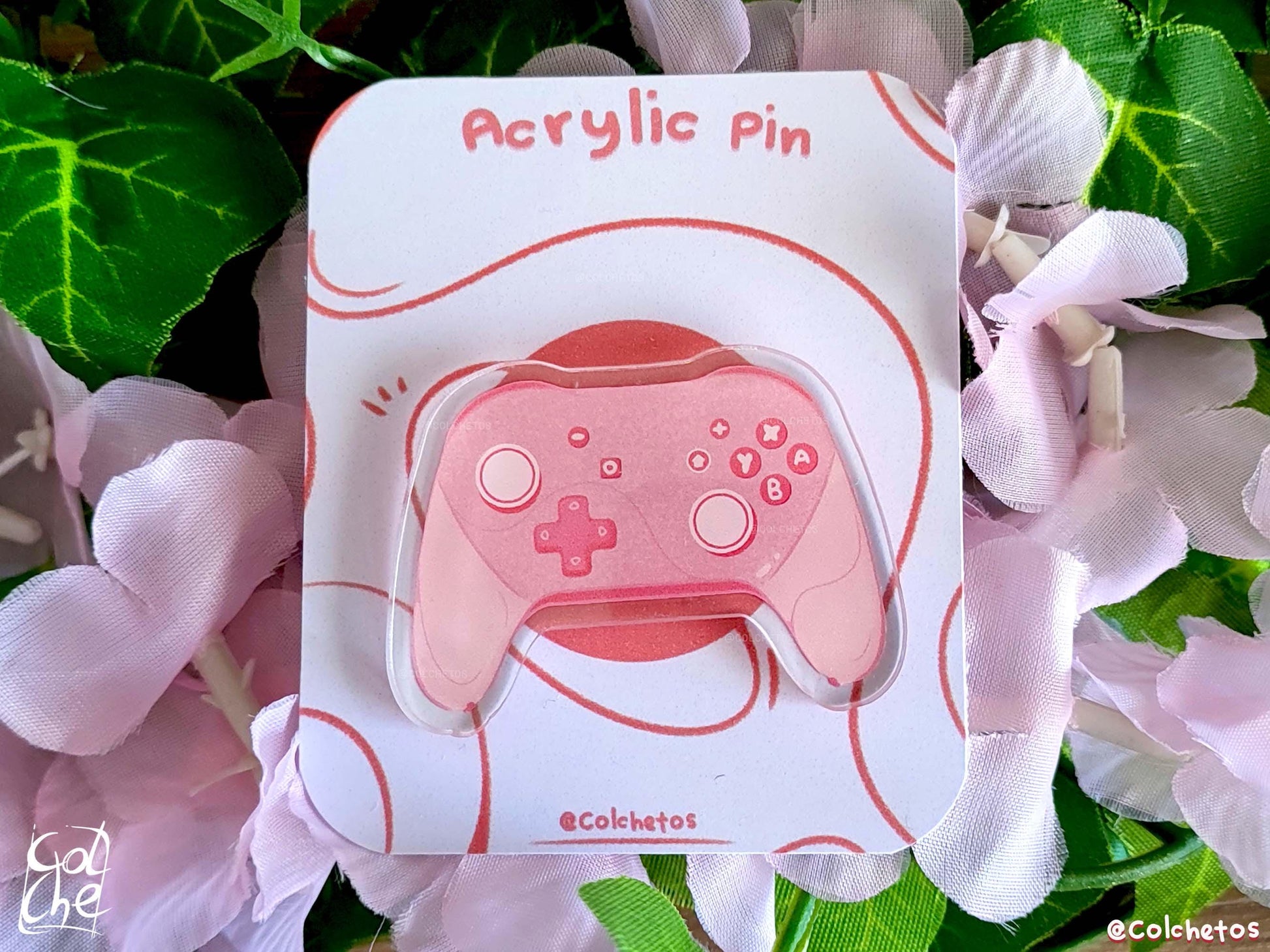 Pink Controller Pink Acrylic Pin - Gamer Girl - Regalo Gamer - Accesorios kawaii - by Colchetos
