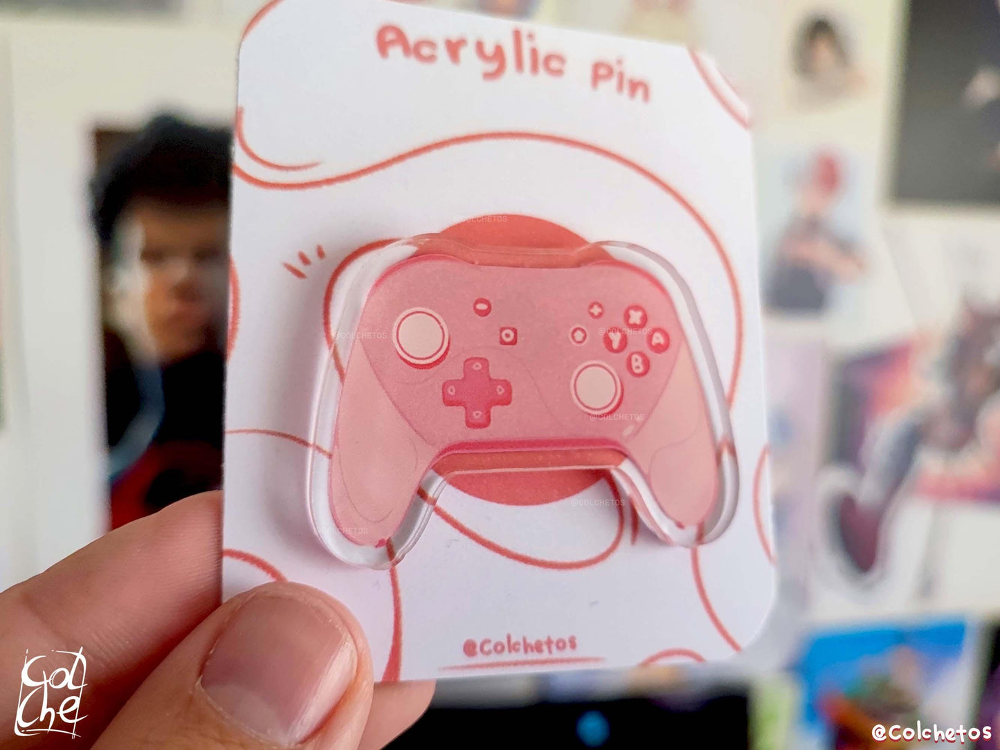 Pink Controller Pink Acrylic Pin - Gamer Girl - Regalo Gamer - Accesorios kawaii - by Colchetos