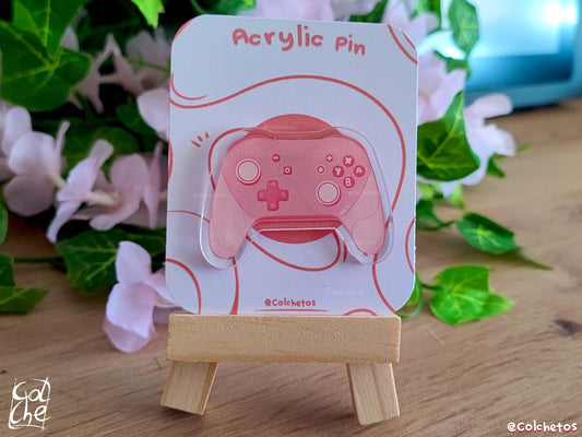 Pink Controller Pink Acrylic Pin - Gamer Girl - Regalo Gamer - Accesorios kawaii - by Colchetos