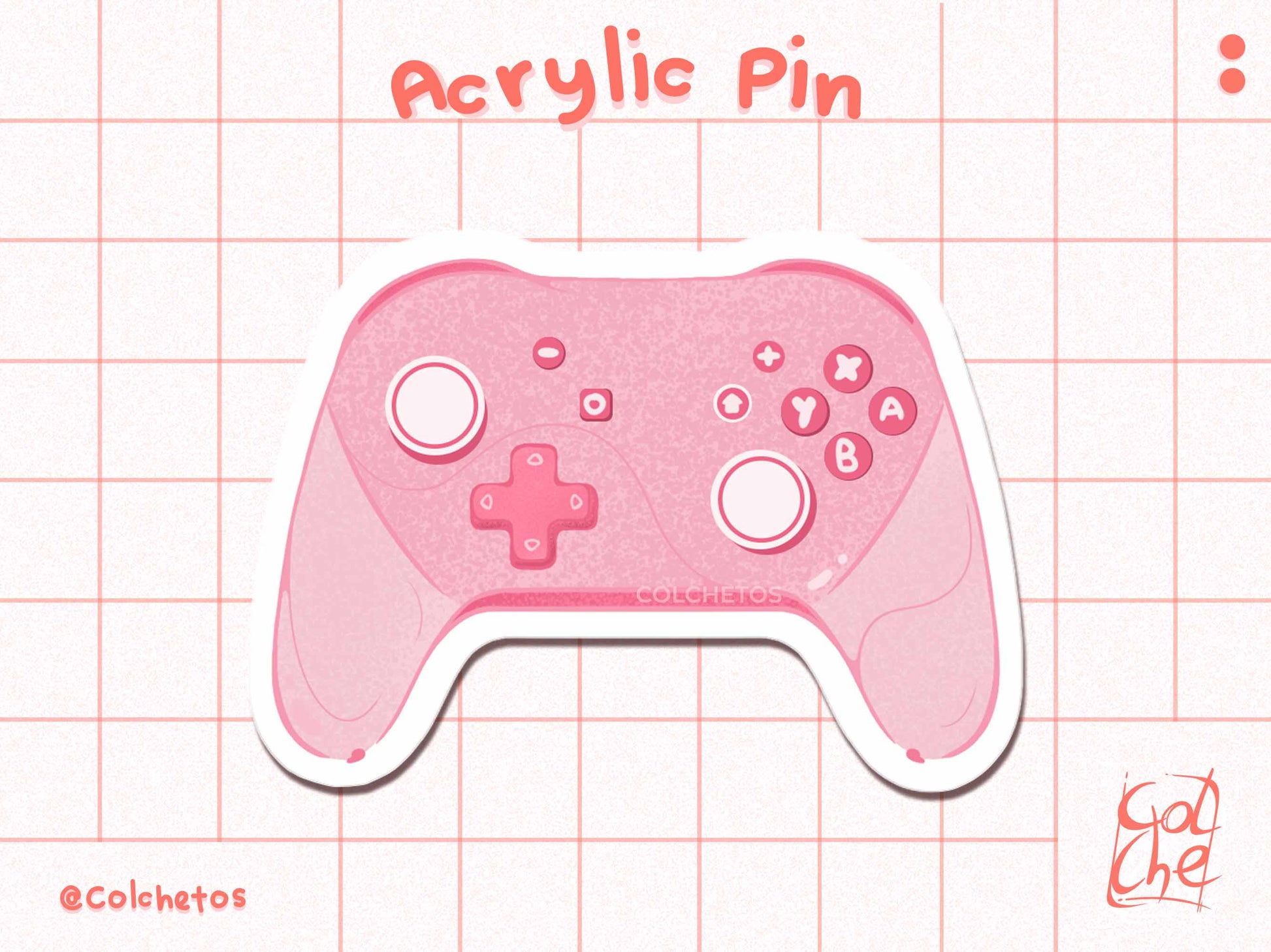 Pink Controller Pink Acrylic Pin - Gamer Girl - Regalo Gamer - Accesorios kawaii - by Colchetos