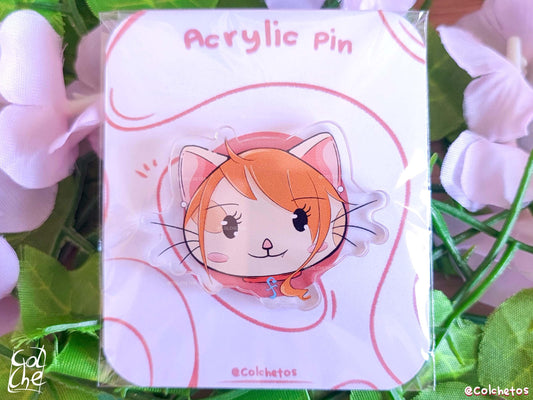 Nami Cat - Acrylic Pin Anime - One Piece - Anime Neko - by Colchetos