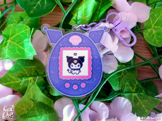 Tamagotchi Kuromi Acrylic Keychain - Kuromi Keychain - Kuromi Keyring - Soft Goth Gift - By Colchetos