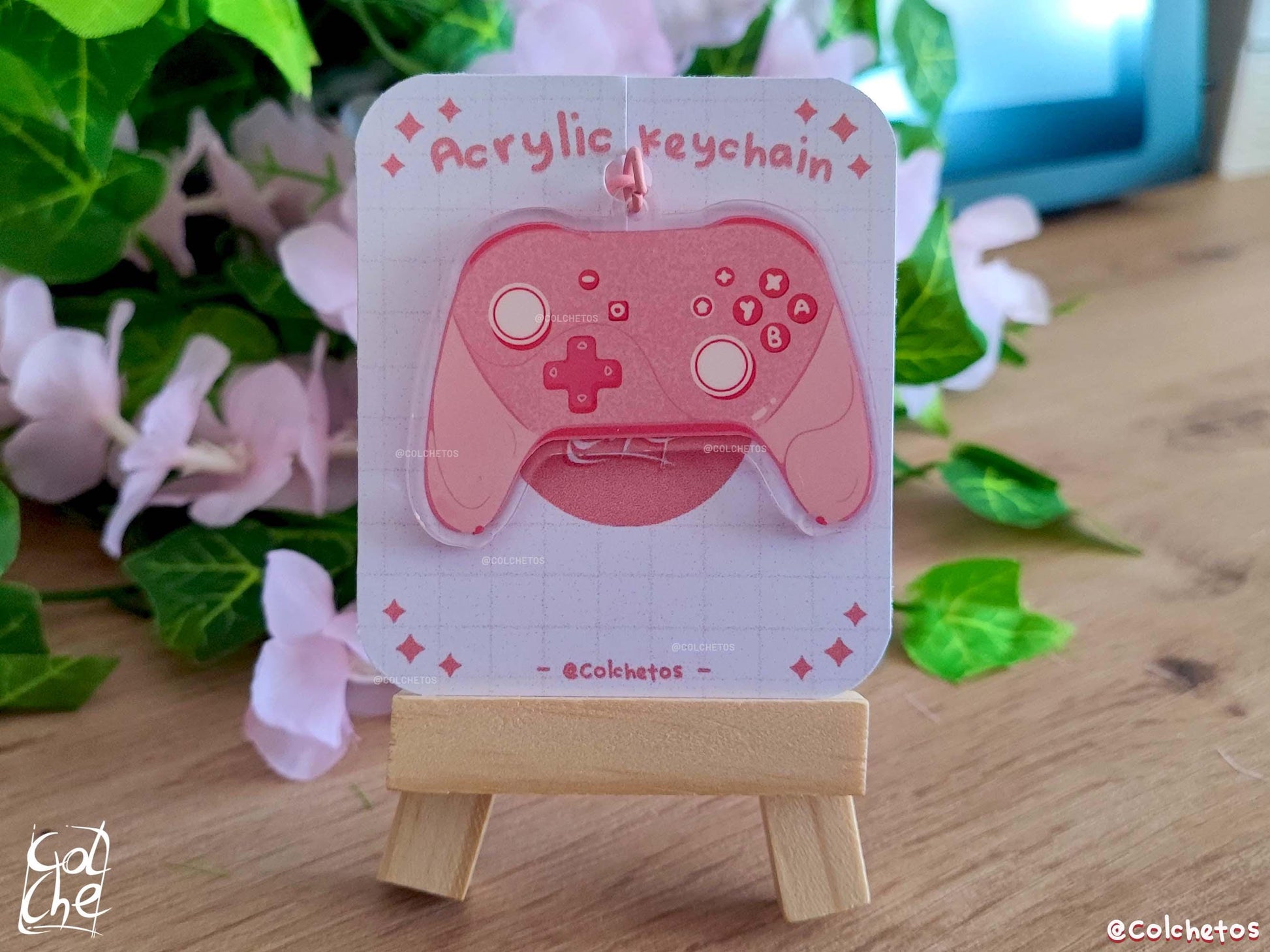Pink Controller Acrylic Keychain - Gamer Girl Key Ring, Kawaii Gaming Accessories, Regalo Gamer, Cute Pink Gift for Gamers - By Colchetos