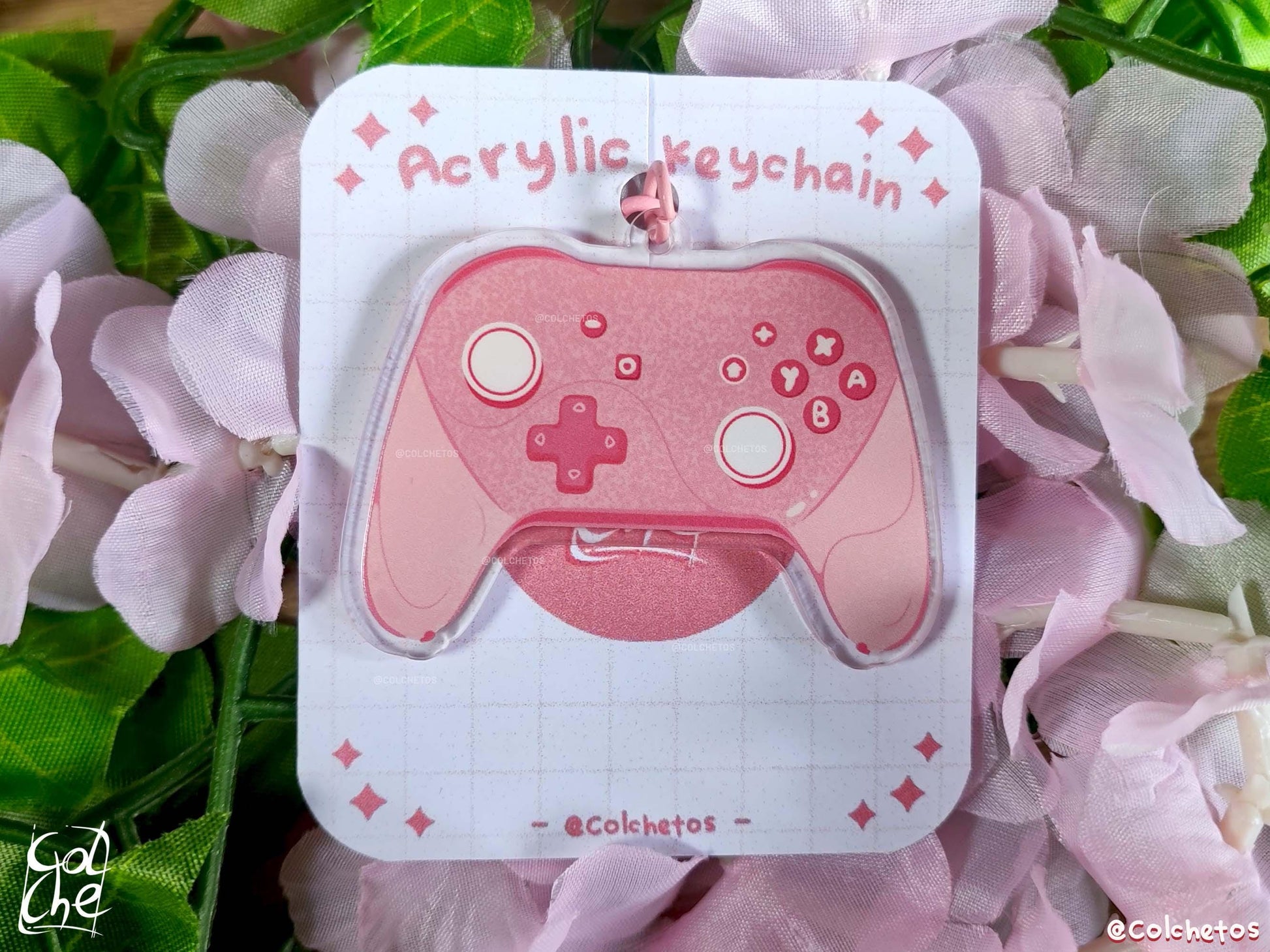 Pink Controller Acrylic Keychain - Gamer Girl Key Ring, Kawaii Gaming Accessories, Regalo Gamer, Cute Pink Gift for Gamers - By Colchetos