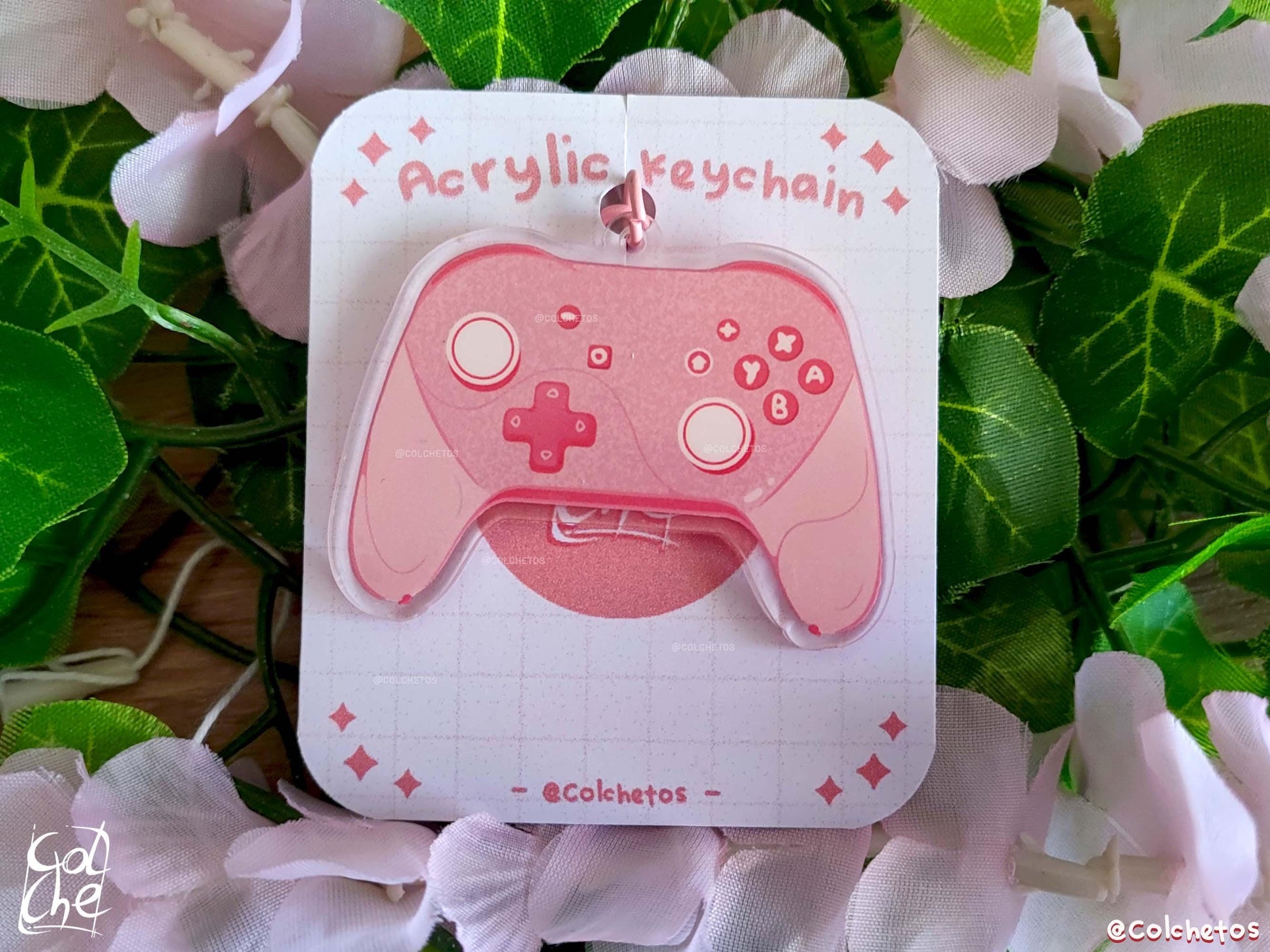 Pink Controller Acrylic Keychain - Gamer Girl Key Ring, Kawaii Gaming Accessories, Regalo Gamer, Cute Pink Gift for Gamers - By Colchetos