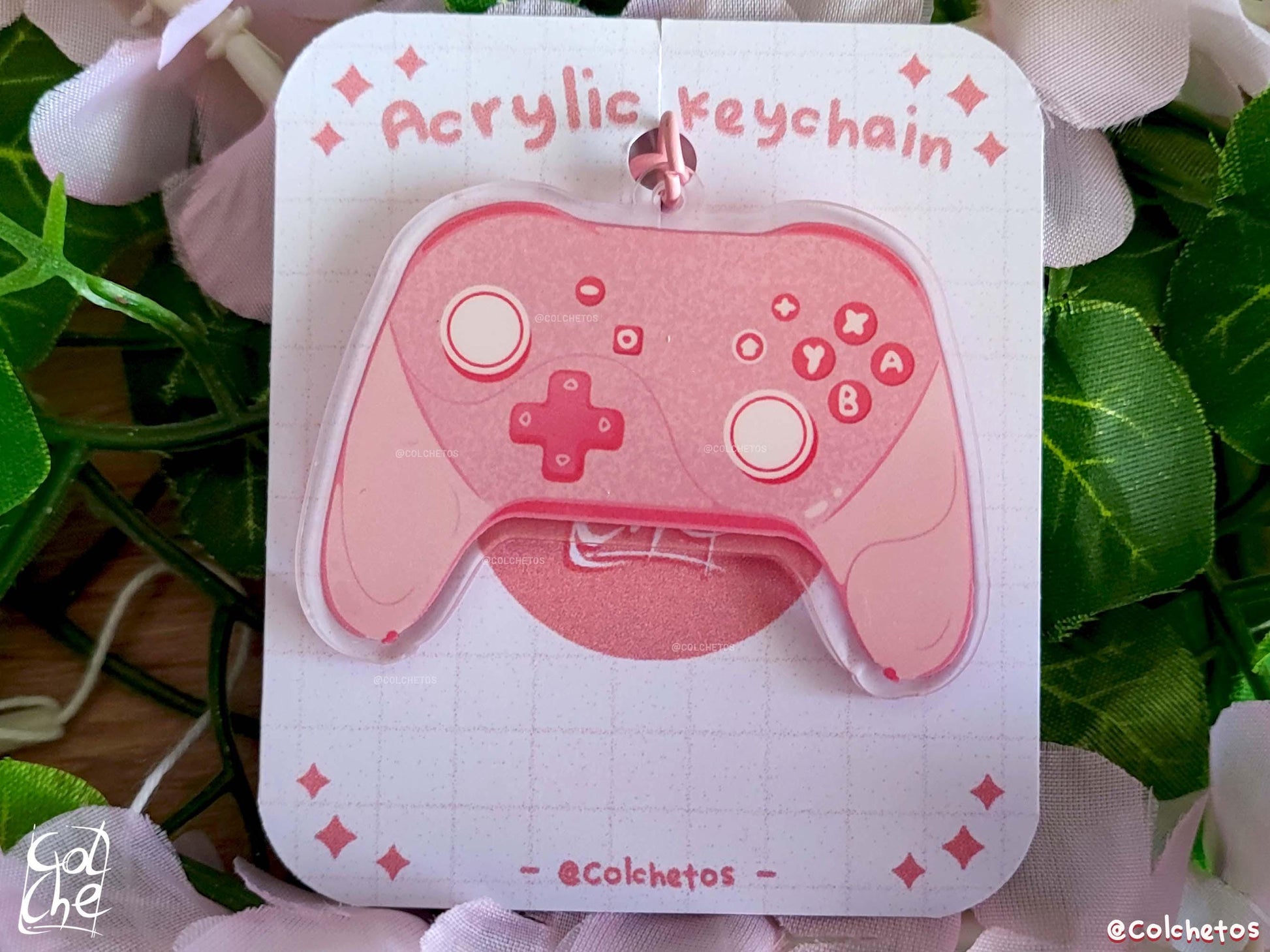 Pink Controller Acrylic Keychain - Gamer Girl Key Ring, Kawaii Gaming Accessories, Regalo Gamer, Cute Pink Gift for Gamers - By Colchetos