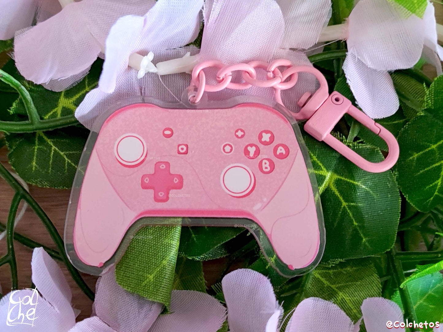 Pink Controller Acrylic Keychain - Gamer Girl Key Ring, Kawaii Gaming Accessories, Regalo Gamer, Cute Pink Gift for Gamers - By Colchetos