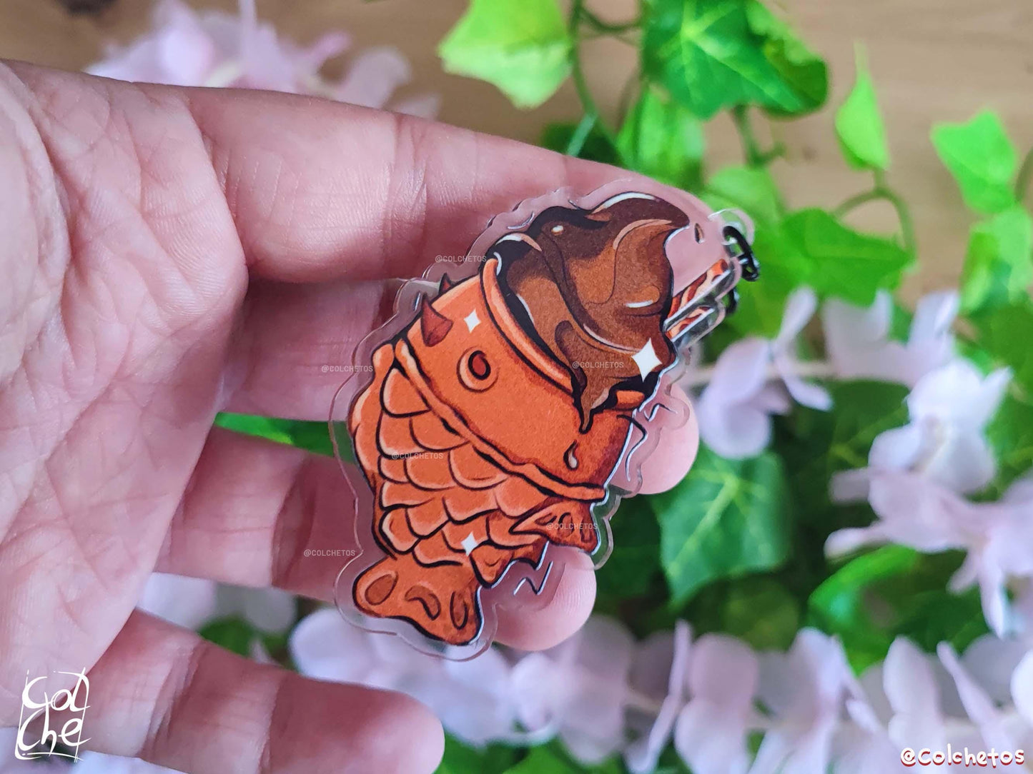 Taiyaki Chocolate Keychain - Asian Food Key Ring - Asian Food Charm - Gift for Asian Culture Lovers - By Colchetos