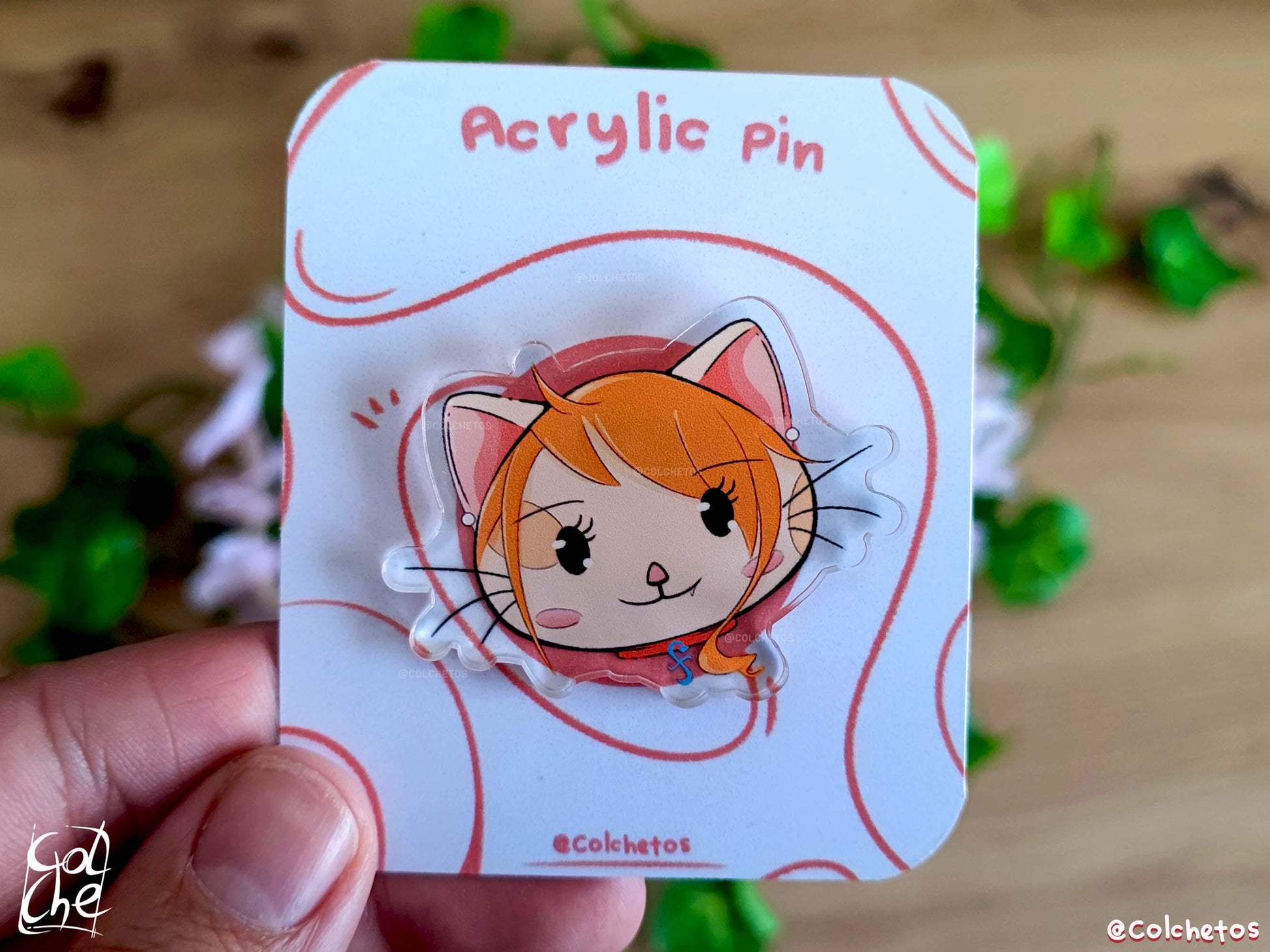 Nami Cat - Acrylic Pin Anime - One Piece - Anime Neko - by Colchetos
