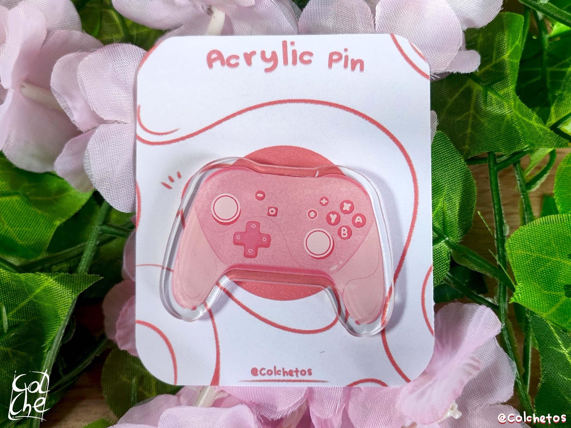 Pink Controller Pink Acrylic Pin - Gamer Girl - Regalo Gamer - Accesorios kawaii - by Colchetos