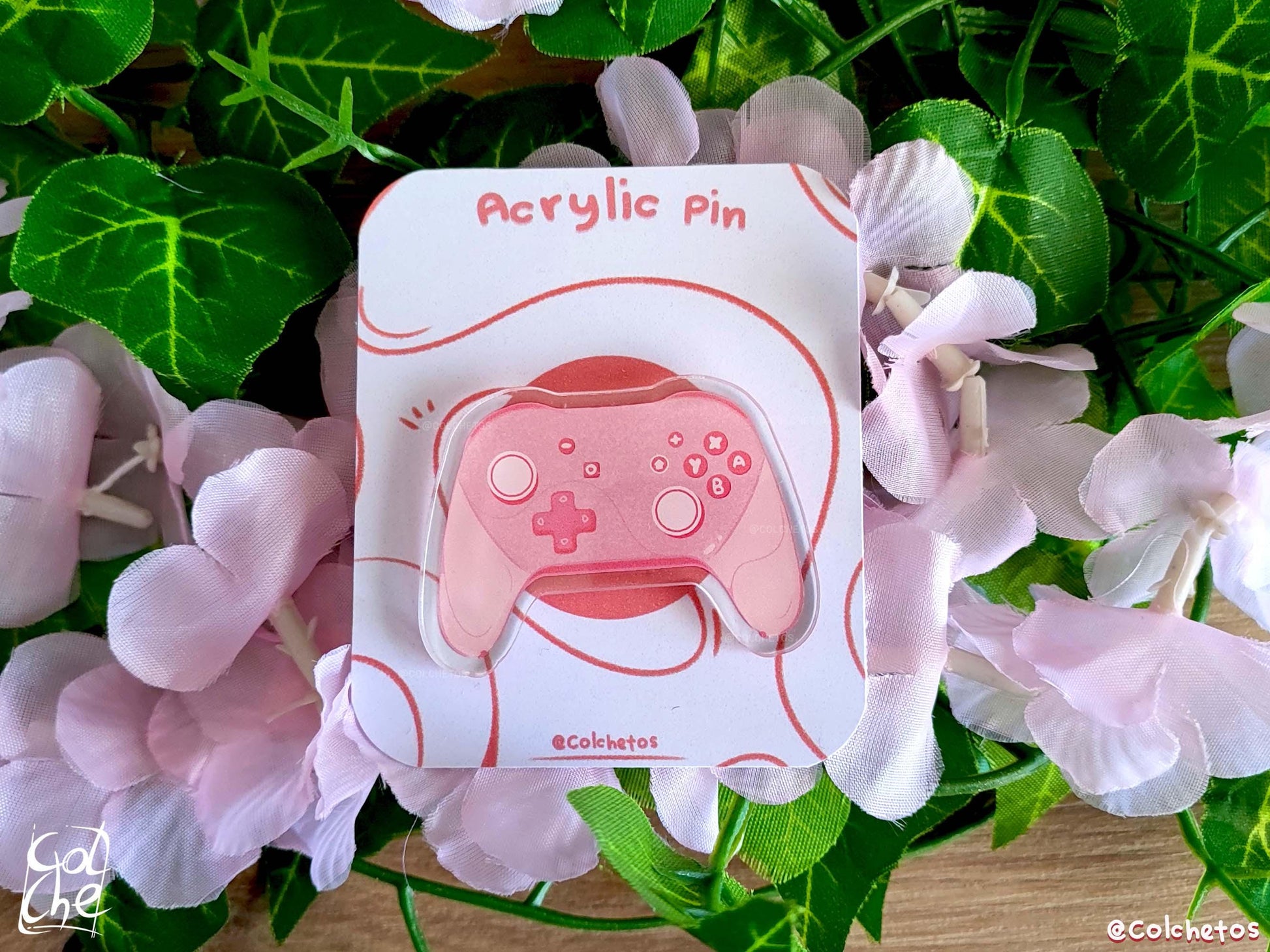 Pink Controller Pink Acrylic Pin - Gamer Girl - Regalo Gamer - Accesorios kawaii - by Colchetos