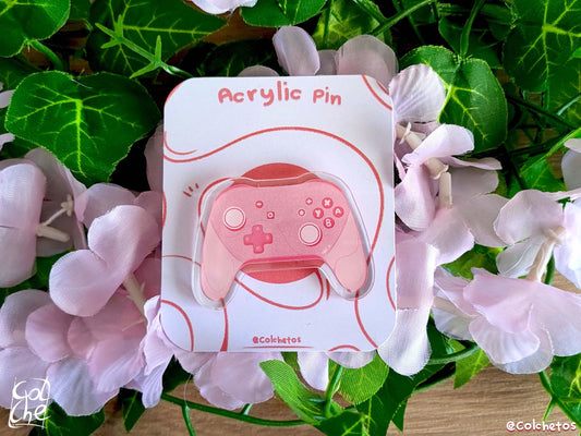 Pink Controller Pink Acrylic Pin - Gamer Girl - Regalo Gamer - Accesorios kawaii - by Colchetos