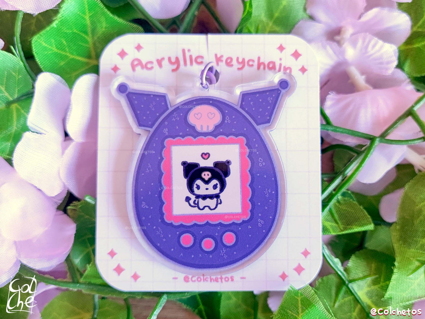 Tamagotchi Kuromi Acrylic Keychain - Kuromi Keychain - Kuromi Keyring - Soft Goth Gift - By Colchetos