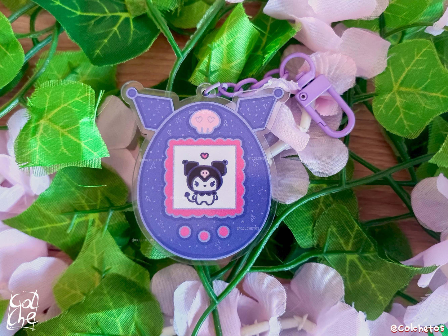 Tamagotchi Kuromi Acrylic Keychain - Kuromi Keychain - Kuromi Keyring - Soft Goth Gift - By Colchetos