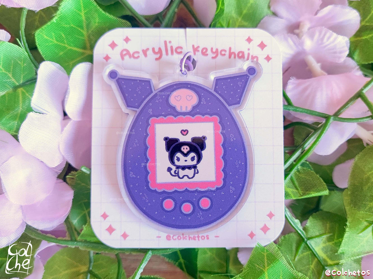 Tamagotchi Kuromi Acrylic Keychain - Kuromi Keychain - Kuromi Keyring - Soft Goth Gift - By Colchetos
