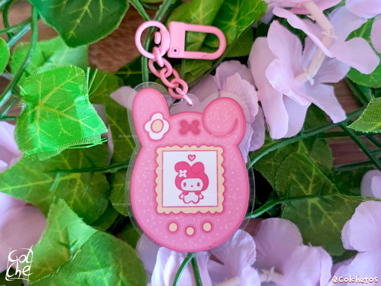 Tamagotchi My Melody Acrylic Keychain - My Melody Keychain - My Melody Keyring - Soft Goth Gift - By Colchetos