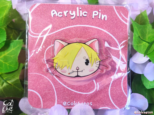 Sanji Cat - One Piece - Acrylic Pin Anime - Nakama Mugiwara - Anime Neko - by Colchetos