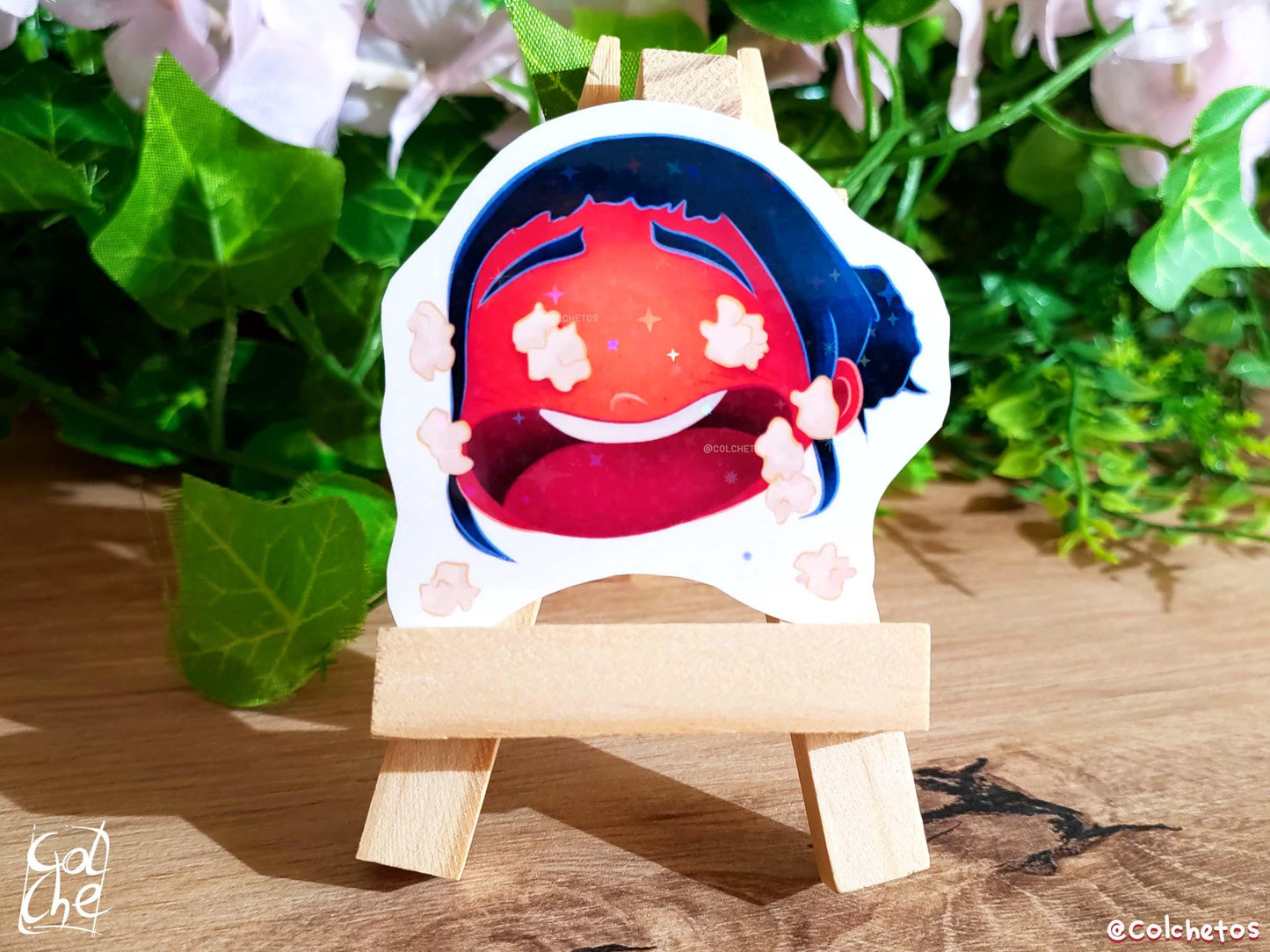 Zoey Funny Red Popcorn Face Meme Sticker - Zoey kpop demon hunters huntrix - Premium Waterproof Stars Sticker - Best Huntrx Gifs