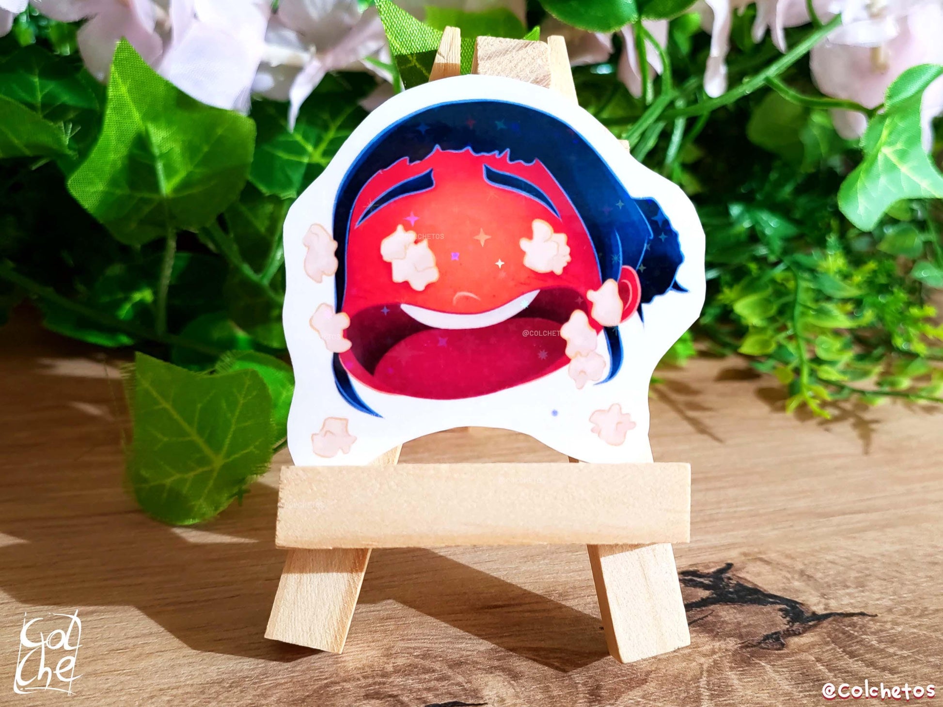 Zoey Funny Red Popcorn Face Meme Sticker - Zoey kpop demon hunters huntrix - Premium Waterproof Stars Sticker - Best Huntrx Gifs