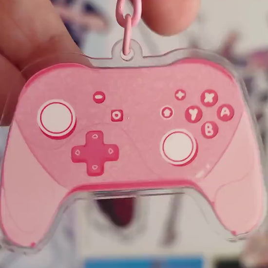 Pink Controller Acrylic Keychain - Gamer Girl Key Ring, Kawaii Gaming Accessories, Regalo Gamer, Cute Pink Gift for Gamers - By Colchetos