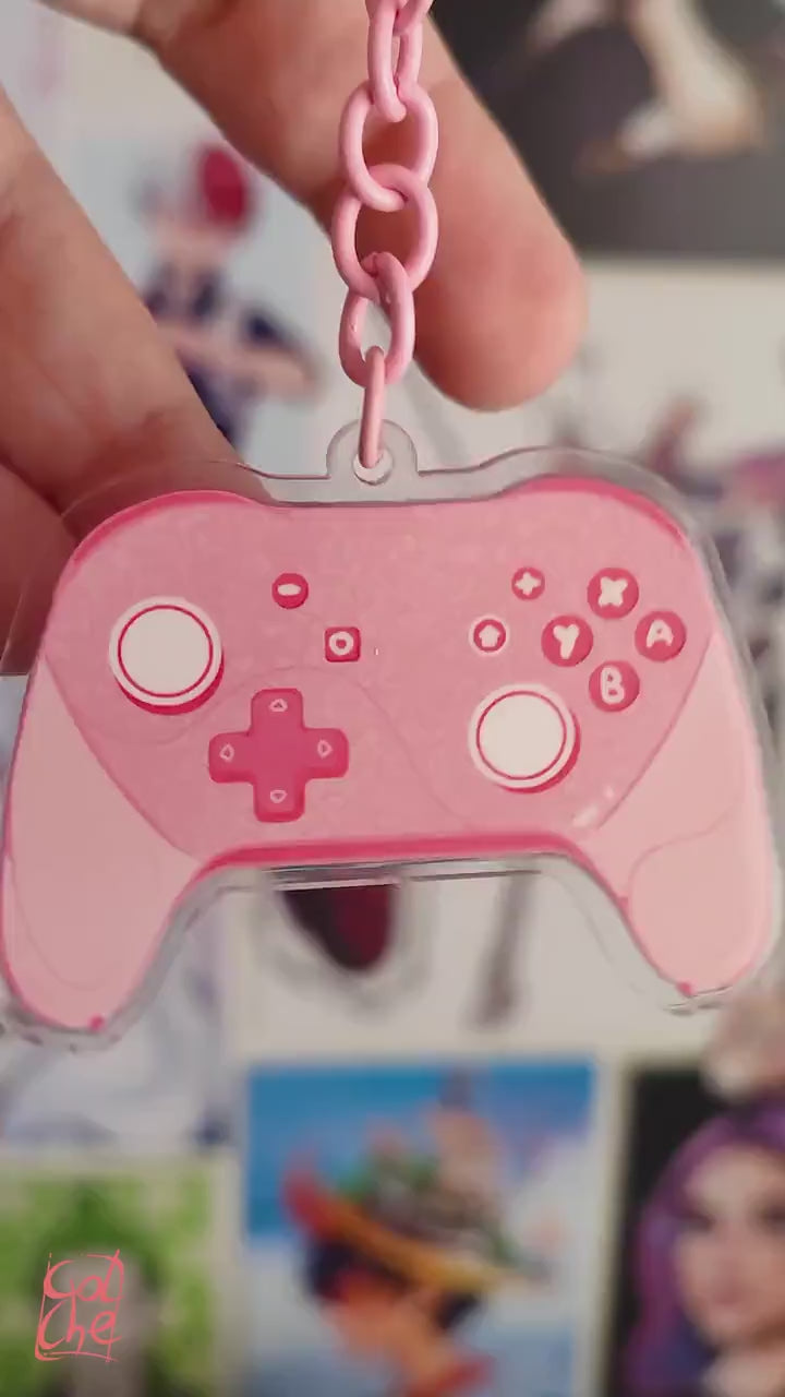 Pink Controller Acrylic Keychain - Gamer Girl Key Ring, Kawaii Gaming Accessories, Regalo Gamer, Cute Pink Gift for Gamers - By Colchetos