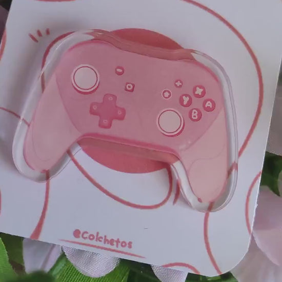 Pink Controller Pink  Acrylic Pin - Gamer Girl - Regalo Gamer - Accesorios kawaii - by Colchetos
